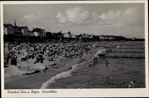 Ak Seebad Binz auf Rügen, Strandleben, Strandpartie