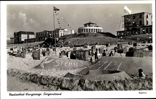 Ak Nordseebad Wangerooge in Ostfriesland, Strandpartie, Burgenstrand, Sandburg