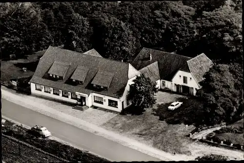 Ak Bookholzberg Ganderkesee in Niedersachsen, Gasthof zum Bookholzberg, Fliegeraufnahme