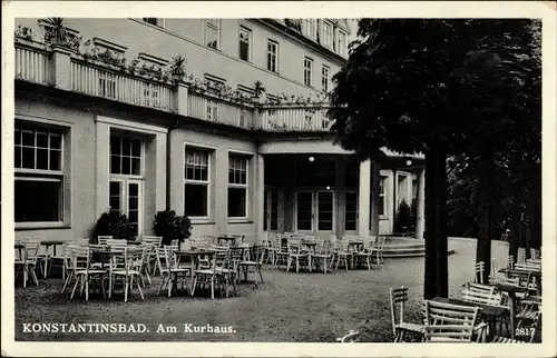 Ak Konstantinovy Lázně Konstantinsbad Region Pilsen, Kurhaus, Terrasse