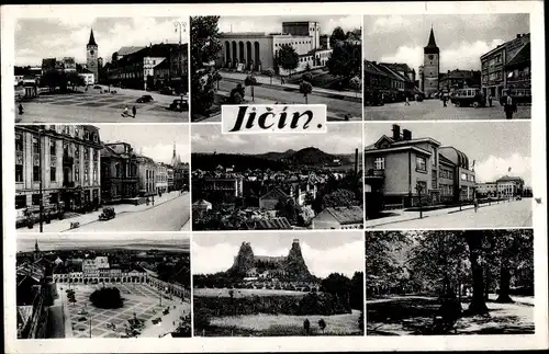 Ak Jičín Jitschin Reg. Königgrätz, Teilansichten, Markt, Gebäude
