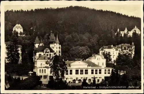 Ak Mariánské Lázně Marienbad Region Karlsbad, Großgaststättenbetrieb Bellevue