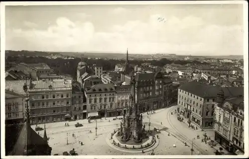 Ak Olomouc Olmütz Stadt, Masarykplatz, Dreifaltigkeits-Säule