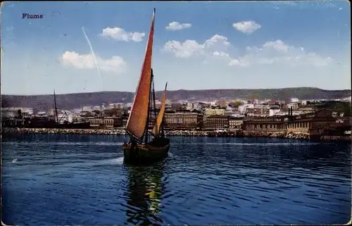 Ak Rijeka Fiume Kroatien, Wasserpartie, Segelboot