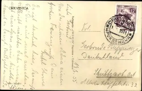 Ak Crikvenica Kroatien, Blick auf Segelboote