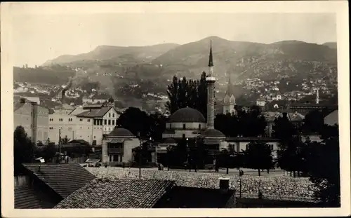 Ak Sarajewo Bosnien Herzegowina, Teilansicht der Stadt, Moschee