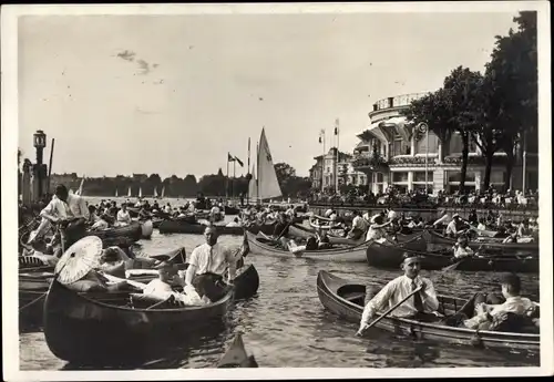 Ak Hamburg Nord Uhlenhorst, Bucht vor dem Uhlenhorster Färhaus, Bootsfahrten