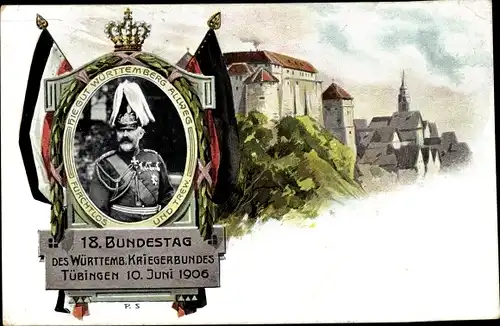 Ak Tübingen am Neckar Baden Württemberg, Bundestag der Kriegerbundes 1906, Wilhelm II.