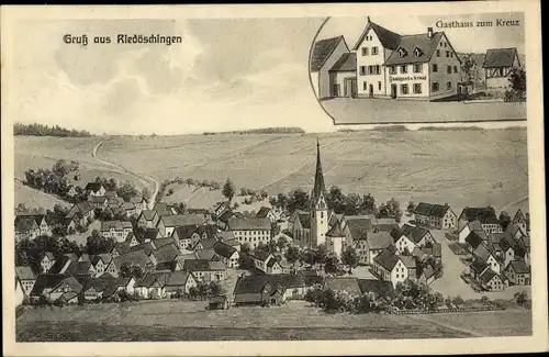 Künstler Ak Koch, Riedöschingen Blumberg am Schwarzwald, Blick auf den Ort, Gasthaus