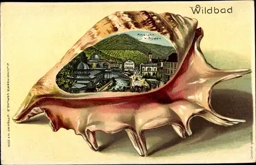 Muschel Litho Bad Wildbad im Schwarzwald, Ansicht von Süden