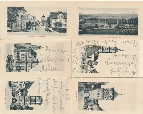 Klapp Ak Wangen im Allgäu, Baumwollspinnerei, Lindauer Vorstadt, Ravensburger Tor, Rathaus