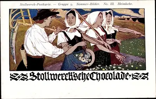 Ak Stollwerck'sche Chocolade, Stollwerck Postkarte Gruppe 9, Sommerbilder III, Heimkehr