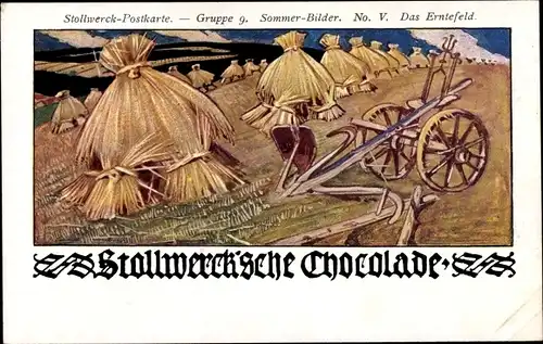 Ak Stollwerck'sche Chocolade, Stollwerck Gruppe 9, Sommerbilder V, Das Erntefeld, Pflug