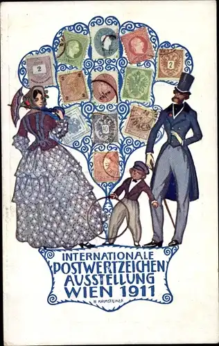 Ganzsachen Briefmarken Künstler Ak Kalmsteiner, Wien, Internat. Postwertzeichen Ausstellung 1911