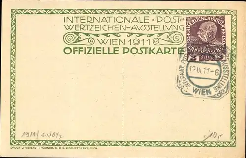 Künstler Ak Wien, Internationale Postwertzeichen Ausstellung 1911, Postbote auf Pferd