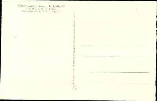 Ak Bad Rothenfelde am Teutoburger Wald, Kindersanatorium Dr. Galisch, Inh. H. u. G. Westerfrölke
