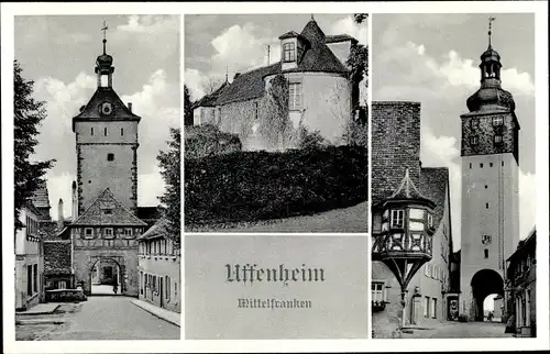Ak Uffenheim in Mittelfranken, Kirche, Turm, Schloss