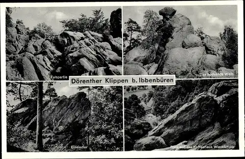 Ak Ibbenbüren im Tecklenburger Land, Dörenther Klippen, Das hockende Weib, Kaffeehaus Wienkämper