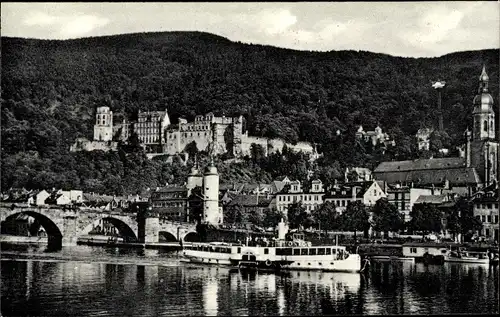 Ak Heidelberg am Neckar, Salondampfer, Blick auf den Ort, Schloss