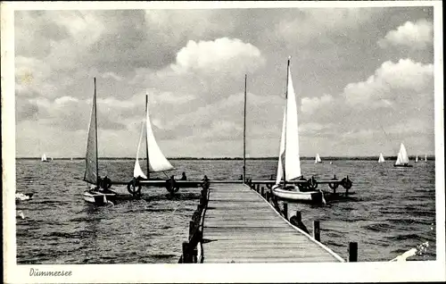 Ak Lembruch am Dümmersee, Segelboote auf dem See