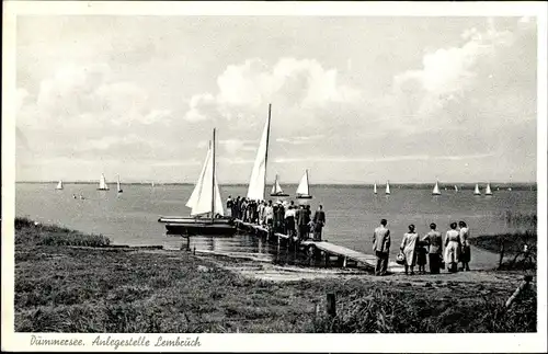 Ak Lembruch am Dümmersee, Anlegestelle, Segelboote, Brinkmeyers Strandlust