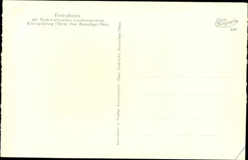 Ak Königskrug Braunlage im Oberharz, Ferienheim der Niedersächsischen Landesregierung