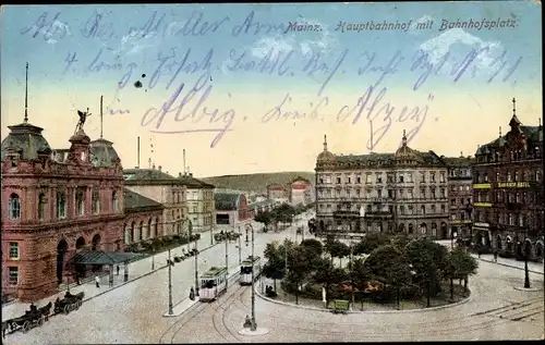 Ak Mainz am Rhein, Hauptbahnhof, Bahnhofsplatz