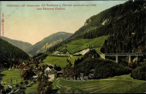 Ak Breitnau im Schwarzwald, Höllental, Höllsteig, Hofgut Sternen, Ravenna Viadukt