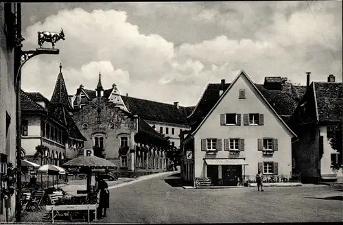 Ak Bad Buchau am Federsee Oberschwaben, Gasthaus, Rathaus, Straße