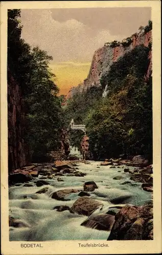 Ak Thale im Harz, Bodetal, Teufelsbrücke