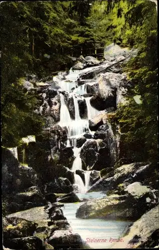Ak Wernigerode am Harz, Steinerne Renne mit Wasserfall