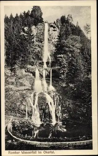 Ak Goslar Niedersachsen, Romker Wasserfall im Okerthal, Hotel Romkerhalle, Villa Helene