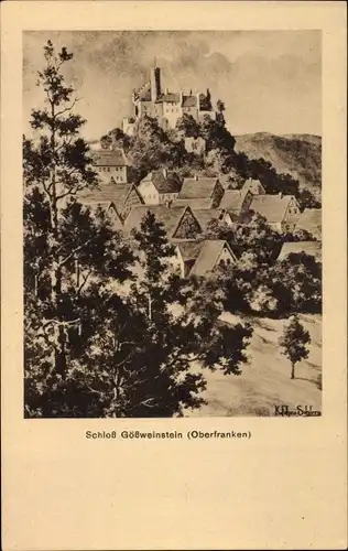 Künstler Ak Gößweinstein in Oberfranken, Schloss, Ort