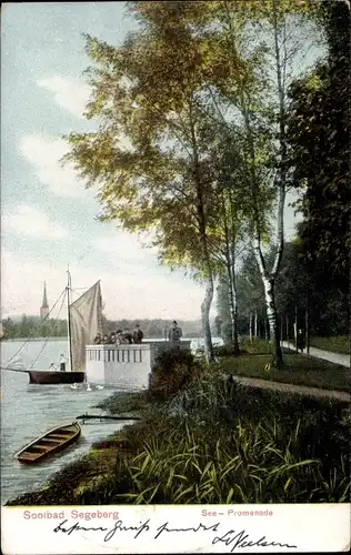 Ak Bad Segeberg in Schleswig Holstein, Seepromenade, Segelboot