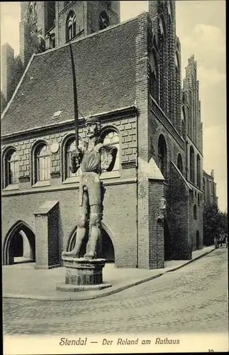 Ak Stendal in der Altmark, Roland am Rathaus