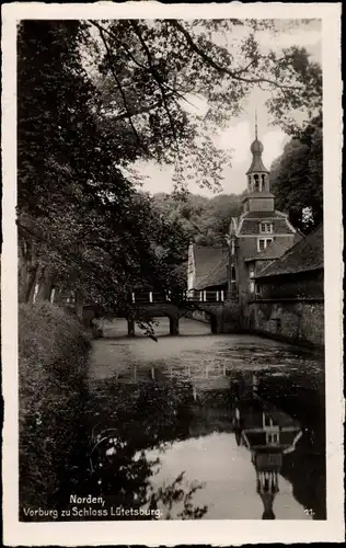 Ak Norden Ostfriesland, Vorburg zu Schloss Lütetsburg