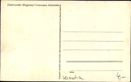 Ak Ragusa Dubrovnik Kroatien, Franjevaca Samostan