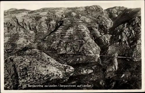 Ak Lovćen Lovtchen Montenegro, Serpentinen auf dem Berg