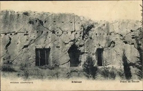 Ak Athen Griechenland, Prison de Socrate, Gefängnis des Sokrates