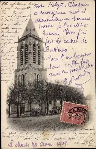 Ak Meillant Cher, Facade de l'Eglise