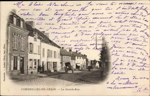 Ak Cormeilles en Vexin Val d´Oise, La Grande Rue