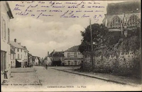 Ak Cormeilles en Vexin Val d´Oise, La Place