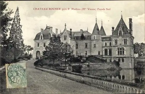 Ak Saint Mathieu Haute Vienne, Chateau Rocher, facade