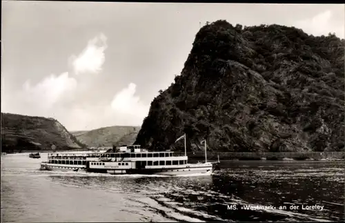 Ak MS Westmark an der Loreley, Rheindampfer in Fahrt