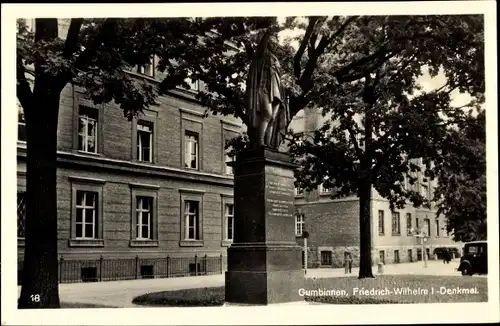 Ak Gussew Gumbinnen Ostpreußen, Friedrich Wilhelm I. Denkmal