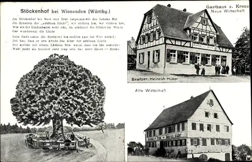 Ak Stöckenhof Winnenden in Württemberg, Gasthaus zur Krone, Heinrich Müller
