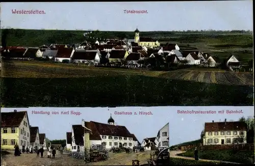 Ak Westerstetten Baden Württemberg, Handlung Karl Rogg, Bahnhofsrestauration, Gasthaus Hirsch