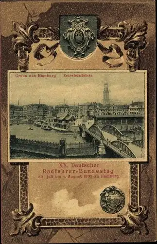 Passepartout Ak Hamburg Mitte, XX Deutscher Radfahrer Bundestag 1903, Kehrwieder Brücke