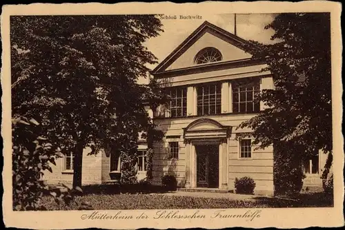 Ak Budziszów Buchwitz Kobierzyce Koberwitz Niederschlesien, Schloss, Mütterheim Schles. Frauenhilfe