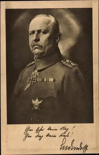 Ak General Erich Friedrich Wilhelm Ludendorff, Ohne Opfer kein Sieg, Ludendorff Spende